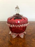 Victorian Quality Cranberry Glass Lidded Bowl (2 of 3) Victorian Quality Cranberry Glass Lidded Bowl (2 of 3)