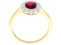 1.03ct Thai Ruby & 0.28ct Diamond, 18ct Yellow Gold Cluster Ring c.1930 (5 of 12) 1.03ct Thai Ruby & 0.28ct Diamond, 18ct Yellow Gold Cluster Ring c.1930 (5 of 12)