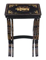 Victorian Chinoiserie Nest of Decorated Black Lacquer Tables (3 of 6) Victorian Chinoiserie Nest of Decorated Black Lacquer Tables (3 of 6)