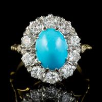 Antique Edwardian Turquoise Diamond Cluster Ring Platinum 18ct Gold 2ct of Diamond c.1905 (8 of 8) Antique Edwardian Turquoise Diamond Cluster Ring Platinum 18ct Gold 2ct of Diamond c.1905 (8 of 8)