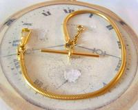 Vintage Pocket Watch Chain 1970s 12ct Gold Plated Snake Link Albert & T Bar (4 of 9) Vintage Pocket Watch Chain 1970s 12ct Gold Plated Snake Link Albert & T Bar (4 of 9)