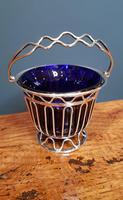 Antique Solid Silver & Bristol Blue Glass Basket (6 of 6) Antique Solid Silver & Bristol Blue Glass Basket (6 of 6)