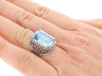 11.81ct Aquamarine & Platinum Cocktail Ring - Vintage c.1950 (3 of 9) 11.81ct Aquamarine & Platinum Cocktail Ring - Vintage c.1950 (3 of 9)
