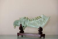 Carved Jade Dragon Handled Ceremonial Object on Plinth (2 of 11) Carved Jade Dragon Handled Ceremonial Object on Plinth (2 of 11)