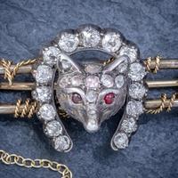 Antique Victorian Diamond Fox Hunting Riding Brooch Silver 18ct Gold 2ct of Diamond c.1900 (6 of 7) Antique Victorian Diamond Fox Hunting Riding Brooch Silver 18ct Gold 2ct of Diamond c.1900 (6 of 7)