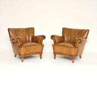Pair of Vintage Swedish Leather Club Armchairs (1 of 8)
