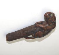 Good Carved Boxwood Novelty Parasol Handle of Tiger Glass Eyes c.1900 (3 of 8) Good Carved Boxwood Novelty Parasol Handle of Tiger Glass Eyes c.1900 (3 of 8)