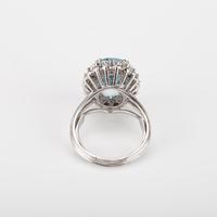 Vintage 5.75 Carat Aquamarine & 0.72 Carat Diamond Cluster Engagement Ring c.1960 (2 of 5) Vintage 5.75 Carat Aquamarine & 0.72 Carat Diamond Cluster Engagement Ring c.1960 (2 of 5)