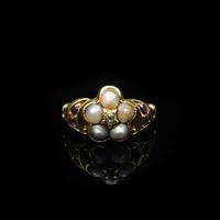 Antique Pearl Ruby & Diamond Cluster 18ct Gold Ring (6 of 9) Antique Pearl Ruby & Diamond Cluster 18ct Gold Ring (6 of 9)