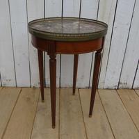 French Marble Top & Walnut Side Table