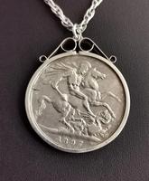 Victorian Silver Crown Pendant, Coin Necklace (6 of 11) Victorian Silver Crown Pendant, Coin Necklace (6 of 11)