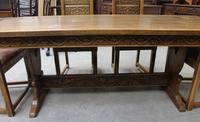 1900's French Oak Refectory Table with Set 6 Oak Chairs +Leather Embossed Seats. (5 of 9) 1900's French Oak Refectory Table with Set 6 Oak Chairs +Leather Embossed Seats. (5 of 9)