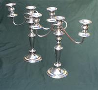 Pair of Edwardian Silver Plate on Copper Three Branch Candelabra (5 of 8) Pair of Edwardian Silver Plate on Copper Three Branch Candelabra (5 of 8)