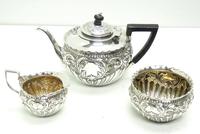 English Victorian Antique Solid Silver Tea Set, Embossed Decoration c.1890 (8 of 11) English Victorian Antique Solid Silver Tea Set, Embossed Decoration c.1890 (8 of 11)