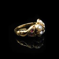 Antique Pearl Ruby & Diamond Cluster 18ct Gold Ring (9 of 9) Antique Pearl Ruby & Diamond Cluster 18ct Gold Ring (9 of 9)