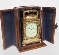 Antique Travelling Miniature Carriage Clock - Original Leather Case Made of Gilt Metal with Enamel Dial Mantel Clock (8 of 12) Antique Travelling Miniature Carriage Clock - Original Leather Case Made of Gilt Metal with Enamel Dial Mantel Clock (8 of 12)