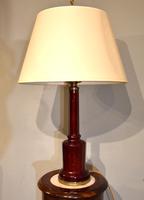 19th Century Cranberry Gilded Glass Lamp