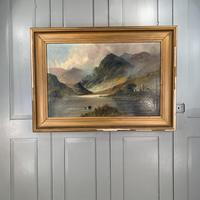 Antique large Scottish landscape oil painting of cottage by loch signed Montgomery Ansell (2 of 10) Antique large Scottish landscape oil painting of cottage by loch signed Montgomery Ansell (2 of 10)