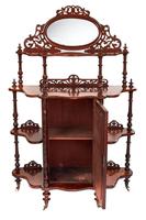 Victorian Walnut 4 Tier Whatnot with Centre Mirrored Cupboard (2 of 5) Victorian Walnut 4 Tier Whatnot with Centre Mirrored Cupboard (2 of 5)