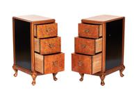 Pair of Burr Walnut & Ebonised 3 Drawer Bedside Chests c.1930 (2 of 4) Pair of Burr Walnut & Ebonised 3 Drawer Bedside Chests c.1930 (2 of 4)
