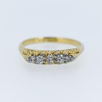 Antique Victorian Old Cut Diamond Five Stone 18k 18ct Yellow Gold Scroll Ring (2 of 9) Antique Victorian Old Cut Diamond Five Stone 18k 18ct Yellow Gold Scroll Ring (2 of 9)