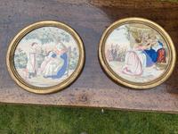 Pair of circular needlepoint pictures in original gilt frames (2 of 4) Pair of circular needlepoint pictures in original gilt frames (2 of 4)