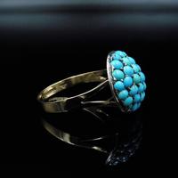 Antique Pavé Turquoise Bombé Cluster 9ct Gold & Silver Ring (7 of 8) Antique Pavé Turquoise Bombé Cluster 9ct Gold & Silver Ring (7 of 8)