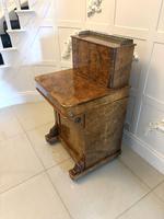 Antique Victorian Burr Walnut Davenport Desk Writing Table Stationery Cabinet
