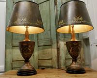 A Pair of Large Bronze Coloured Toleware Table Lamps (6 of 9) A Pair of Large Bronze Coloured Toleware Table Lamps (6 of 9)