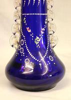 Antique Impressive Bristol Blue Glass Decorated Vase (4 of 7) Antique Impressive Bristol Blue Glass Decorated Vase (4 of 7)