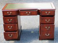 1960s Mahogany Pedestal Desk with Green Leather on Top. 1 Piece (2 of 4) 1960s Mahogany Pedestal Desk with Green Leather on Top. 1 Piece (2 of 4)