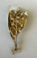 Large Silver Gilt Art Nouveau Sterling Brooch