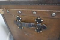 Large Tan Canvas, Wood, Leather & Brass Bound Steamer Trunk (8 of 9) Large Tan Canvas, Wood, Leather & Brass Bound Steamer Trunk (8 of 9)