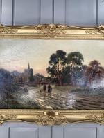 Antique Victorian Landscape Oil Painting In Gilt Gesso Frame Entitled Sunday Evening by R Halfnight (8 of 10) Antique Victorian Landscape Oil Painting In Gilt Gesso Frame Entitled Sunday Evening by R Halfnight (8 of 10)