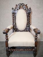 Pair of Victorian Jacobean Style Carved Oak Armchairs (2 of 12) Pair of Victorian Jacobean Style Carved Oak Armchairs (2 of 12)