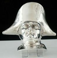 Sterling Silver Snuff Box Table Top, Napoleon Bonaparte, Novelty Antique 1899