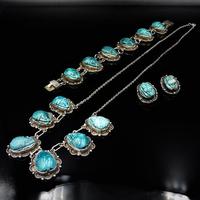 Art Deco Blue Porcelain Scarab Beetle Silver Full Set Suite - Necklace Earrings Bracelet (3 of 10) Art Deco Blue Porcelain Scarab Beetle Silver Full Set Suite - Necklace Earrings Bracelet (3 of 10)