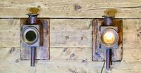 Superb Pair of Copper & Iron Railway Carriage Lamps