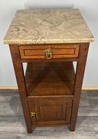 Antique French Oak Bedside Table Marble Top Cupboard Cabinet Nightstand LOT 3967