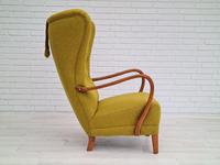 Danish Design, 1960s, Restored-reupholstered High-backed Armchair, Furniture Wool (4 of 13) Danish Design, 1960s, Restored-reupholstered High-backed Armchair, Furniture Wool (4 of 13)