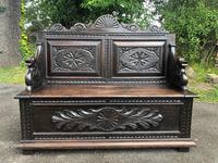 Antique English Carved Oak Hall Bench Settle (9 of 10) Antique English Carved Oak Hall Bench Settle (9 of 10)