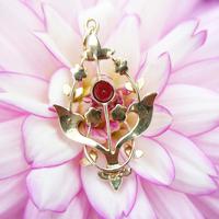 Antique 15ct Gold Garnet & Pearl Floral Pendant, Art Nouveau Victorian Pendant (4 of 5) Antique 15ct Gold Garnet & Pearl Floral Pendant, Art Nouveau Victorian Pendant (4 of 5)