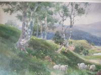 BJ Ottewell (1847-1937): Watercolour of River Landscape with Sheep (5 of 5) BJ Ottewell (1847-1937): Watercolour of River Landscape with Sheep (5 of 5)
