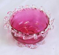 Antique Cranberry Glass Frilled Salt (2 of 4) Antique Cranberry Glass Frilled Salt (2 of 4)