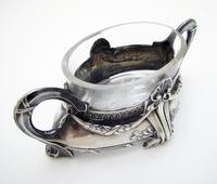 German Art Nouveau 925 Solid Sterling Silver & Glass WMF Style Antique Salt Cellar Dish - Wilhelm Binder c.1905 (5 of 7) German Art Nouveau 925 Solid Sterling Silver & Glass WMF Style Antique Salt Cellar Dish - Wilhelm Binder c.1905 (5 of 7)
