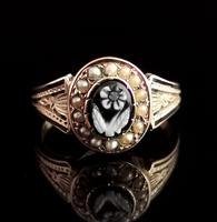 Antique Victorian Mourning Ring, 15ct Gold, Black Enamel & Seed Pearl, Agate Forget me Not (7 of 13) Antique Victorian Mourning Ring, 15ct Gold, Black Enamel & Seed Pearl, Agate Forget me Not (7 of 13)