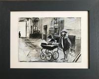 Original gouache painting 'Man, pram and gramophone' Unknown artist 1950's / 1960's (2 of 2) Original gouache painting 'Man, pram and gramophone' Unknown artist 1950's / 1960's (2 of 2)