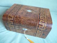 Inlaid Burr Walnut Jewellery Box With Plush Interior c.1880 (13 of 14) Inlaid Burr Walnut Jewellery Box With Plush Interior c.1880 (13 of 14)