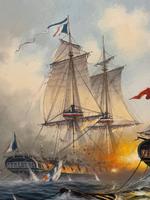 Seascape Oil Painting Naval Frigate Ships Napoleonic War Sea "Battle Trafalgar" (19 of 25) Seascape Oil Painting Naval Frigate Ships Napoleonic War Sea "Battle Trafalgar" (19 of 25)