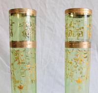 Antique Pair Moser Karlsbad Tall Green Glass Vases (3 of 10) Antique Pair Moser Karlsbad Tall Green Glass Vases (3 of 10)